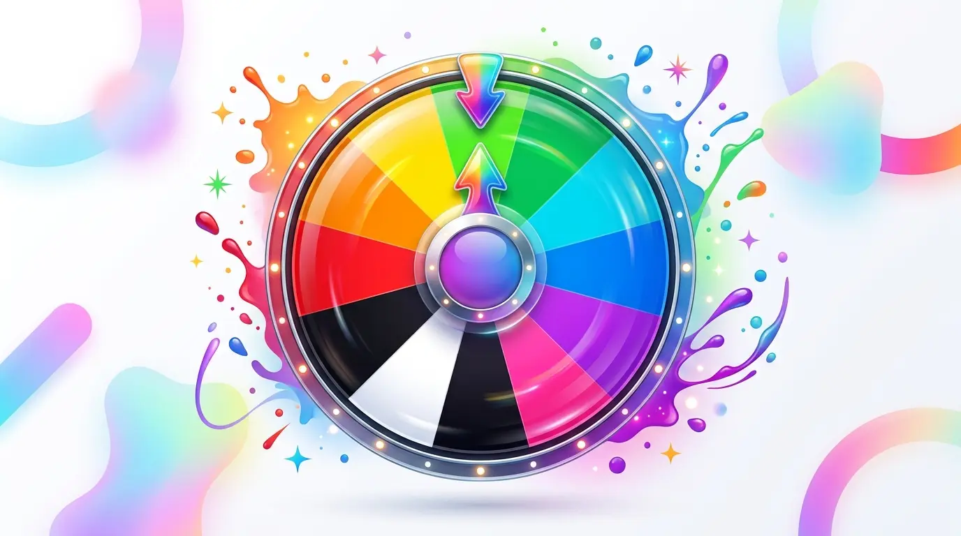 Ruleta de colores online gratis con segmentos pintados eligiendo un color al azar